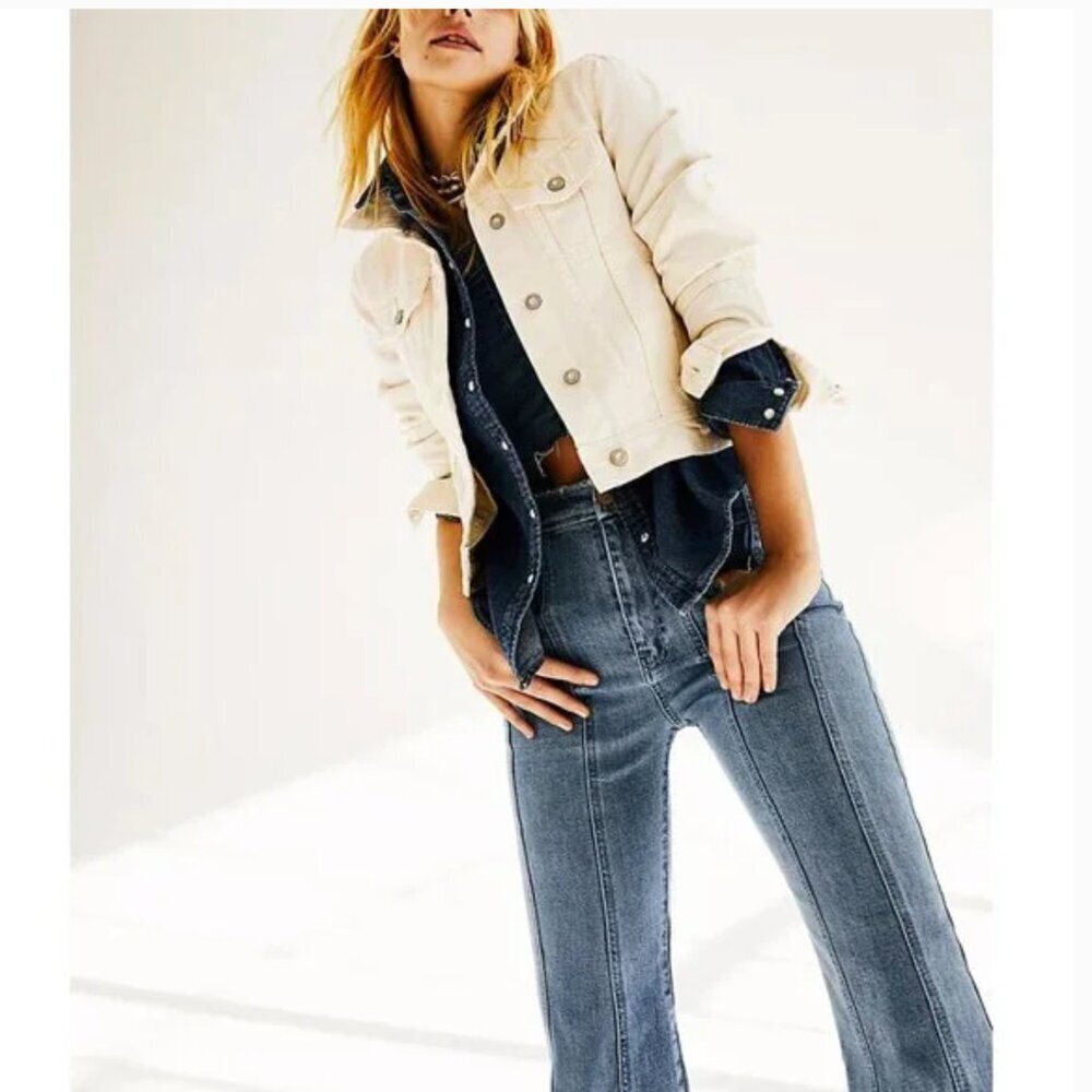 FREE PEOPLE NWT Rumors Denim Jacket / Ecru - XS